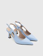 AURORA Blue Leather Women's Heeled Sandal - Image 2