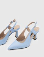 AURORA Blue Leather Women's Heeled Sandal - Image 3
