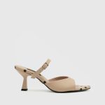 LUSIANA Nude Leather Women's Heeled Sandal