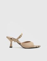 LUSIANA Nude Leather Women's Heeled Sandal