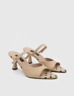 LUSIANA Nude Leather Women's Heeled Sandal - Image 3