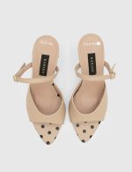 LUSIANA Nude Leather Women's Heeled Sandal - Image 4