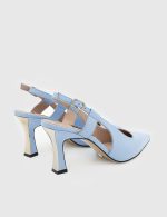 AURORA Blue Leather Women's Heeled Sandal - Image 4