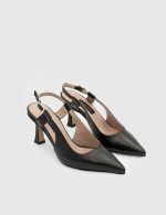 AURORA Black Leather Women's Heeled Sandal - Image 3