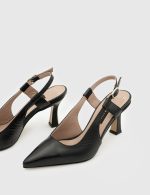 AURORA Black Leather Women's Heeled Sandal - Image 2