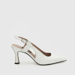 AURORA White Leather Women's Heeled Sandal