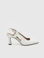 AURORA White Leather Women's Heeled Sandal