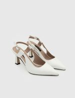 AURORA White Leather Women's Heeled Sandal - Image 3