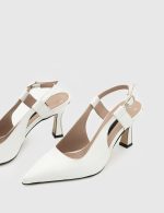AURORA White Leather Women's Heeled Sandal - Image 2
