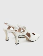 AURORA White Leather Women's Heeled Sandal - Image 4