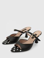 LUSIANA Black Leather Women's Heeled Sandal - Image 3