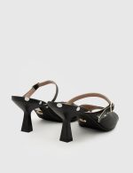 LUSIANA Black Leather Women's Heeled Sandal - Image 5