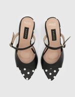 LUSIANA Black Leather Women's Heeled Sandal - Image 4