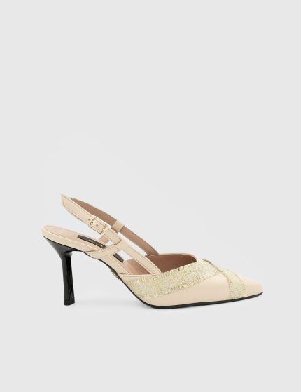 ANASTASIA Nude Leather Women's Heeled Sandal
