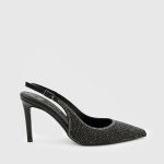 VIVIEN Black Leather Women's Heeled Sandal
