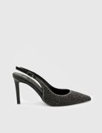 VIVIEN Black Leather Women's Heeled Sandal