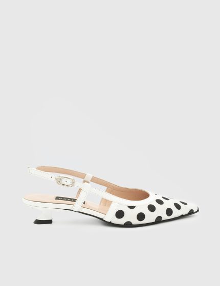 ALAYA White Leather Women's Heeled Sandal
