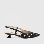 ALAYA Black Leather Women's Heeled Sandal