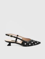 ALAYA Black Leather Women's Heeled Sandal
