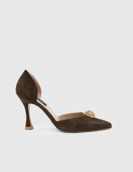 PAMEL Brown Suede Leather Women's Stiletto
