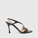 SKYLA Black Leather Women's Heeled Sandal