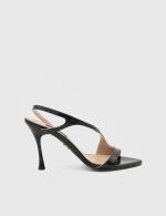 SKYLA Black Leather Women's Heeled Sandal