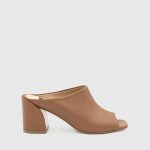 GLORIA Tan Leather Women's Heeled Slide