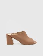 GLORIA Tan Leather Women's Heeled Slide
