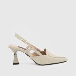 ERSIA Beige Leather Women's Heeled Sandal