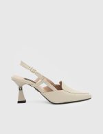 ERSIA Beige Leather Women's Heeled Sandal