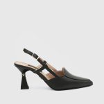 ERSIA Black Leather Women's Heeled Sandal