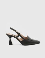 ERSIA Black Leather Women's Heeled Sandal