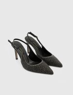 VIVIEN Black Leather Women's Heeled Sandal - Image 2