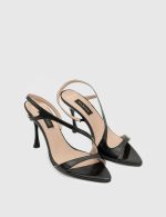 SKYLA Black Leather Women's Heeled Sandal - Image 3