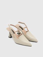 ERSIA Beige Leather Women's Heeled Sandal - Image 3