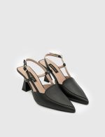 ERSIA Black Leather Women's Heeled Sandal - Image 3