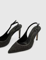 VIVIEN Black Leather Women's Heeled Sandal - Image 3