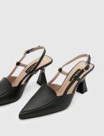 ERSIA Black Leather Women's Heeled Sandal - Image 2