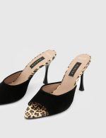 ENISEL Black Leather Women's Heeled Slide - Image 2