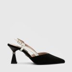 DAJANA Black Suede Leather Women's Heeled Sandal