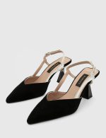 DAJANA Black Suede Leather Women's Heeled Sandal - Image 2