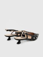 ALAYA Black Leather Women's Heeled Sandal - Image 4