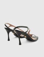 SKYLA Black Leather Women's Heeled Sandal - Image 4