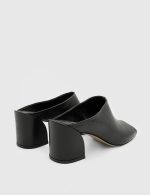 GLORIA Black Leather Women's Heeled Slide - Image 4