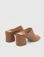 GLORIA Tan Leather Women's Heeled Slide - Image 4
