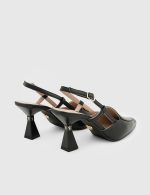 ERSIA Black Leather Women's Heeled Sandal - Image 4