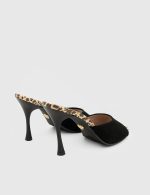 ENISEL Black Leather Women's Heeled Slide - Image 4