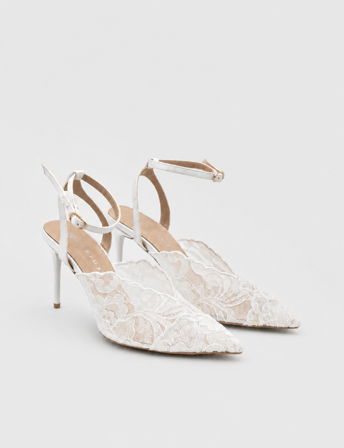 32.jpg GLENDA White Lace Heeled Sandal - Image 1