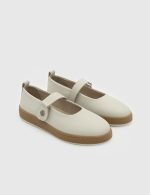 ELSA White Leather Women's Ballerina - Image 3