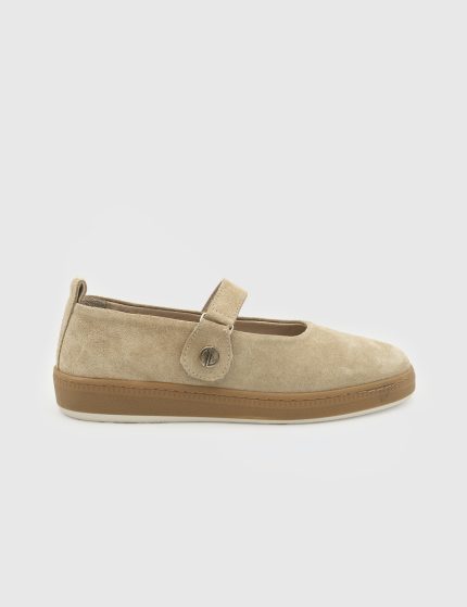 ELSA Beige Suede Leather Women's Ballerina
